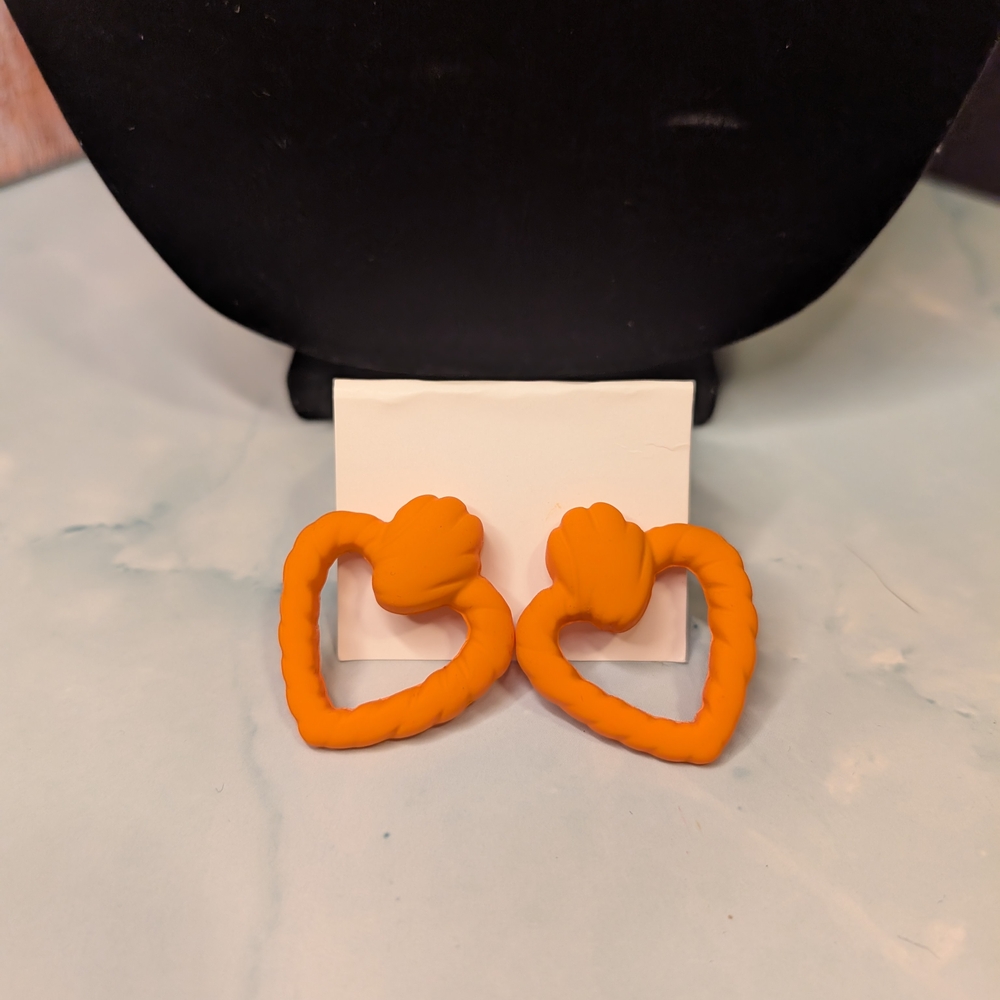 Orange Heart Earrings